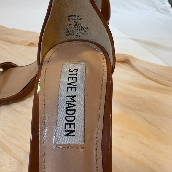 Steve Madden Women's Open Toe Light Brown Ankle Strap Heels Size 7M - Picture 6 of 12